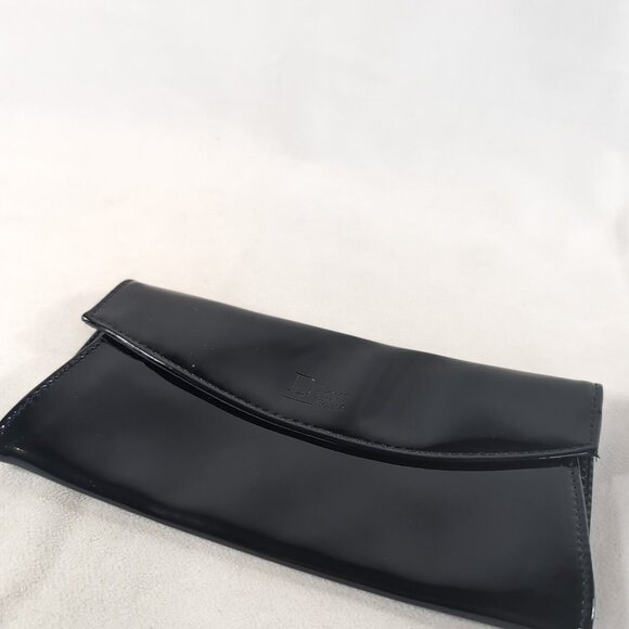 Dior Beauty Black Faux Patent Leather Clutch Wallet Bag Makeup Folder Christian - Picture 3 of 11